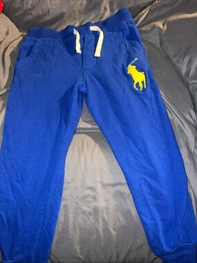Kids Polo by Ralph Lauren Royal Blue Jogger Pants with Yellow Polo Logo
